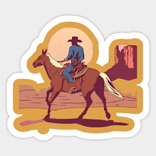 Cowboy Riding Off into The Sunset Southwest Desert Sticker